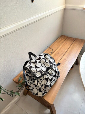 Vintage Coach Signature Backpack in Black & White